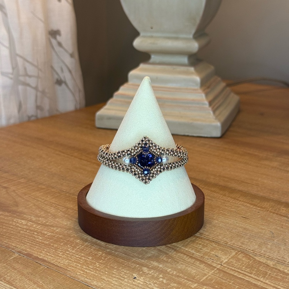 Beadwoven Purple and Gold Intricate Crystal Bracelet